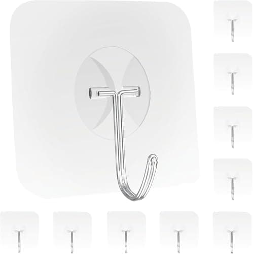 Strjobaili Adhesive Wall Hooks for Hanging Heavy Duty Towel Coat Hooks Waterproof Transparent Hook for Bathroom Shower Kitchen Keys Door Outdoor Home Improvement Utility Hook 10 Pack