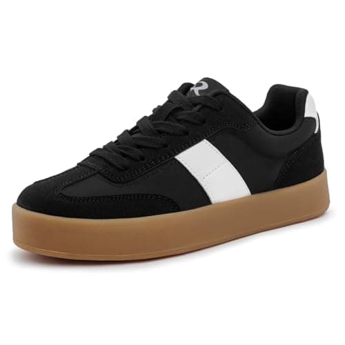 Rihero Platform Sneakers for Women Fashion Tennis Walking Shoes Ladies Comfortable Non-Slip Casual Black Sneakers Size 6 - Image 1