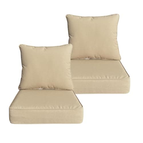 Localive 22x24 inch Outdoor Deep Seat Patio Cushions Set of 2,Water-Resistant Deep Seat Bottom Resilient Foam Filling with YKK Hidden Zipper for Patio Furniture,Beige - Image 1
