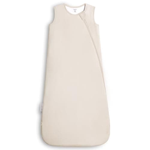 Cuddlebamboo Sleep Sack 1.0 TOG, Bamboo Viscose Baby Wearable Blanket, Sleeveless Sleep Sack 2-Way Zipper Baby Sleeping Bag, 6-18 Months (Oat) - Image 1