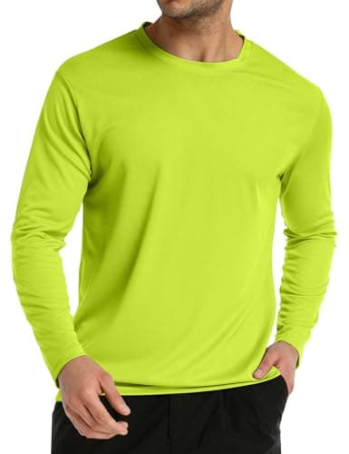 Long Sleeve Rash Guard for Men: Mens Dri Fit Sun Protection Fishing Tee SPF Shirts Upf 50+ Uv Cooling Moisture Wicking Thermal Quick Dry Men's t Shirt for Work Swim Workout Running Gym Athletic Yellow - Image 1