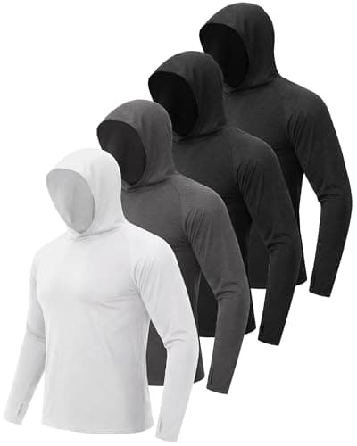 BOOJO 4 Pack Sun Hoodie for Men - UV UPF 50+ Fishing Shirts Long Sleeve Lightweight Tops for Athletic Running Gym Workout - Image 1