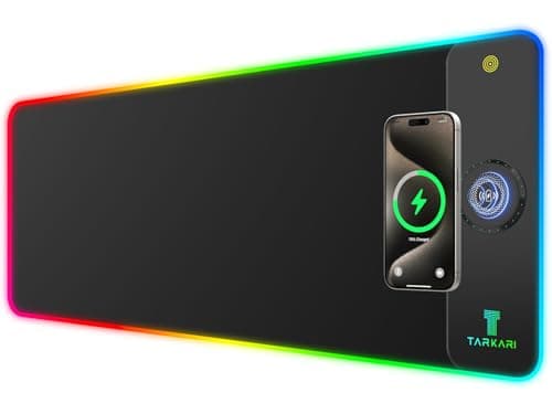 TARKARI Magnetic Wireless Charging RGB Mouse Pad, Large Gaming Desk Mat, 31.5"x11.8" Waterproof Mousepad, Ultra-Smooth Surface, Non-Slip Rubber Base, Desk Pad for Keyboard Laptop - Image 1