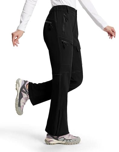 INYOTRAK Womens-Snow-Ski-Pants-Fleece-Lined-Water-Resistant Insulated Thermal Flare Warm for Snowboard Winter Hiking black M