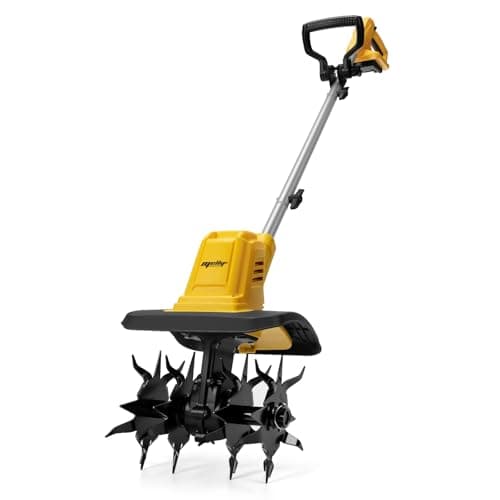 Cordless Brushless Garden Tiller Cultivator Compatible with DeWalt 20V Battery (Tool Only), 10’’ Wide 7’’ Deep Electric Soil Rototiller, 48-Tine Mini Rotary Areator for Garden Beds & Soil Preparation - Image 1