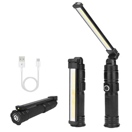Rechargeable Work Light, 360° Rotate Design, Magnetic LED Work Light Foldable Flashlight,5 Lighting Modes,Mechanic Light, Portable Outdoor Lamp for Car Repair,Camping, Emergency - Image 1