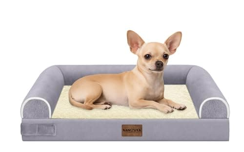 Small Dog Bed Orthopedic Washable: Beds Bolster Small Sized Dogs Bed Egg Crate Foam Couch Sofa Waterproof with Removable Cover - Purple - Image 1
