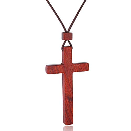 Sandalwood Wooden Cross Large Pendant Necklaces for Women Men Handcrafted Gift Wood Hang from Rearview Mirror Pendant Decoration - Image 1