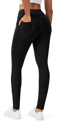AVAMO Jeggings for Women Stretchy Skinny Jeans Denim Leggings with Pockets Pull on High Waist Tummy Control Trendy Jean Black - Image 1