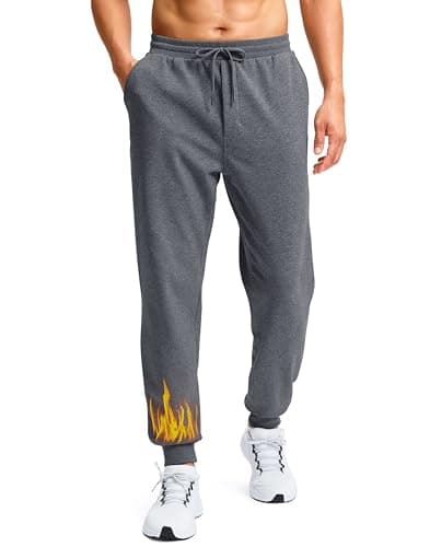 Soothfeel Men's Fleece Joggers Cotton Sweatpants with Deep Pockets Loose Athletic Running Gym Workout Winter Warm Pants, Heather Dark Charcoal L - Image 1