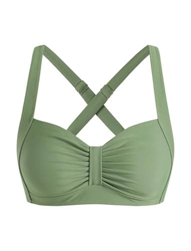 ZAFUL Women Amy Green Bikini Top Only-Supportive Swimsuit Large Bust Bathing Suit Top 2026 Ruched Swim Top (Amy Green M) - Image 1
