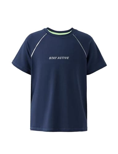 PATPAT Boys Athletic Shirts, Short Sleeve Performance Tee for Boy Girl Kids Youth, Ultra Lightweight & Quick Dry T-Shirt, Motion Navy, US14/XL - Image 1