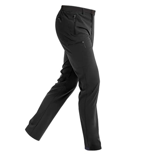 MOURCE Mens Hiking Pants Quick Dry - Flat Front Lightweight Cargo Pants for Men with Pockets, Black - Image 1