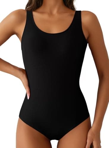 Aleumdr Womens Bathing Suits Athletic Training Swimsuits Swimwear One Piece Swimsuits Racerback Athletic Bathing Suits Sports Training Swimwear Black X-Large - Image 1