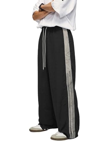 Aelfric Eden Striped Track Pants Men Y2k Parachute Pants Women Wide Leg Baggy Sweatpants Cargo Pants with Drawstring - Image 1
