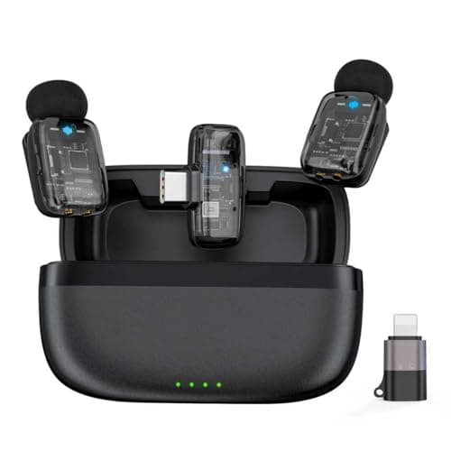 Haomuren Wireless Lavalier Microphone for iPhone&Android,Mini Lapel Micophone with 33H Battery,325ft,Noise Reduction,USB-C/Lightning Plug,Clip on Mic for Video Recording,Vlog,Podcast,TikTok,YouTube - Image 1