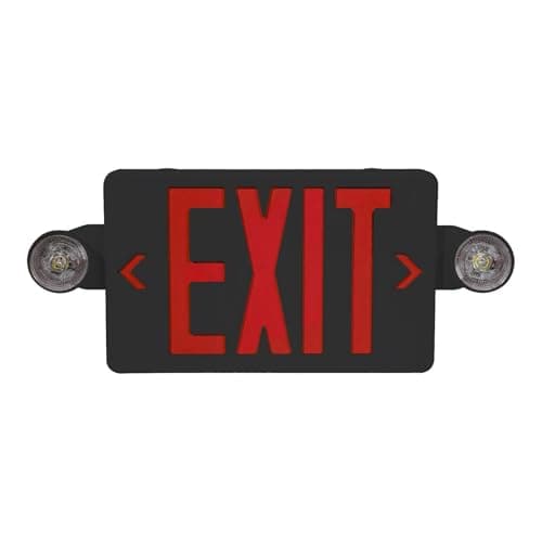 CM MZY Exit Sign with Emergency Lights, Exit Signs Light with Battery Backup,Red Emergency Lights with Black Housing, Two Adjustable Heads, Combo for Business,AC 120V/277V, UL Certified,1 Pack - Image 1