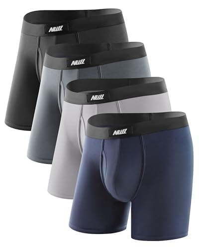 Nullktie Men's Boxer Briefs with Fly 4 Pack, Micro Modal Underwear with Pouch, No Ride Up - Image 1