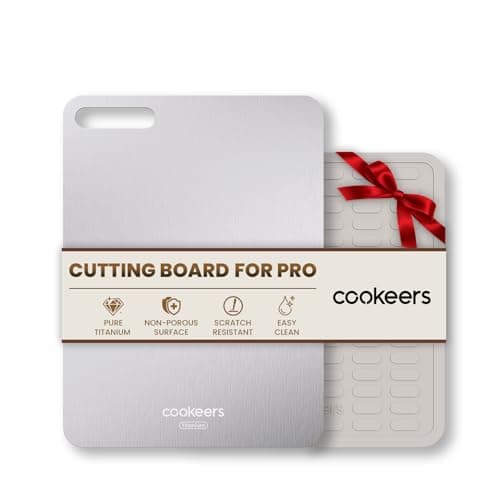 Cookeers Titanium Cutting Board for Kitchen - 2026 New Upgraded 13.5"L x 10"W Pure Titanium Double-sided Cutting Boards, Hygiene Durable Dishwasher Safe Chopping Board for Meat, Fruit, Vegetables - Image 1