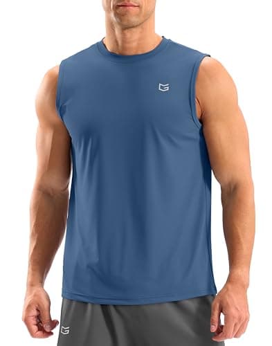 G Gradual Sleeveless Shirts for Men Workout Tank Tops Moisture Wicking Mens Muscle Shirt for Gym, Beach, Summer Casual (Deep Blue, L) - Image 1