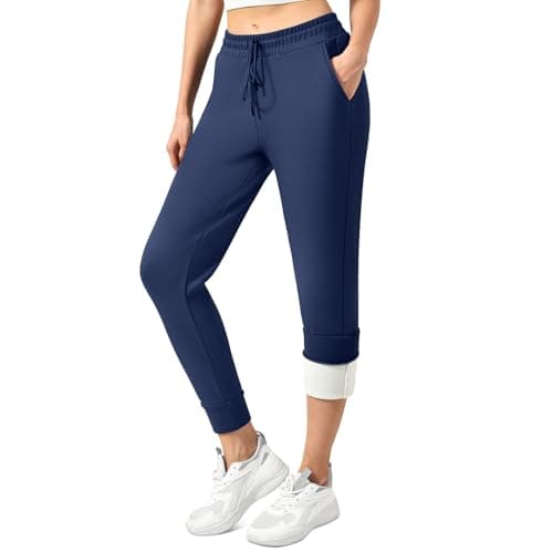 Stanpetix Fleece Lined Joggers for Women - Womens Winter Warm Sweatpants with Pockets High Waisted (Navy,M) - Image 1