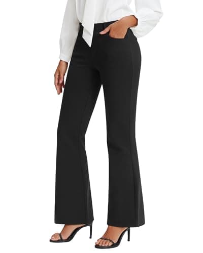 Stelle Women's 30" Wide Leg Bootcut Dress Pants High Waisted Stretchy Work Pants Business Casual Office Slacks with Pockets Black - Image 1