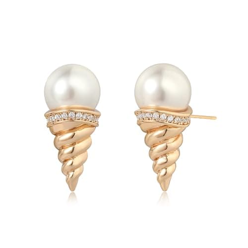 LOYATA Dainty Gold Earrings for Women,14k Gold Stud Earrings for Cartilage Piercing Tiny Pearl Cubic Zirconia Earrings Studs for Women Jewelry Gifts - Image 1
