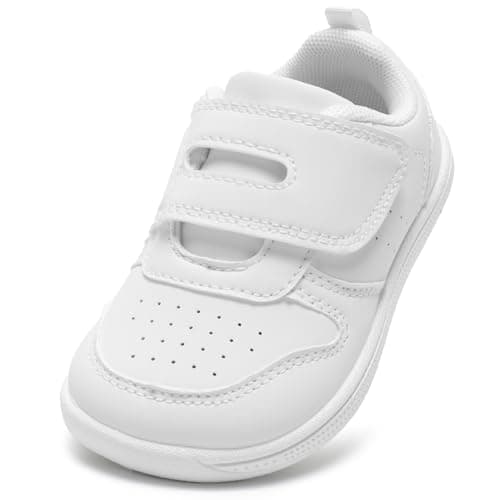 STQ KIDS Toddler Boy Shoes Wide Toe Box Barefoot Shoes Lightweight Girls Sneakers Non-Slip Zero Drop Preschool Walking Running Tennis Shoe Daycare All White Little Kid Size 11 - Image 1