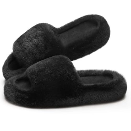 ATHMILE Womens Slippers with Arch Support Memory Foam Fuzzy House Slippers for Women Lightweight Cozy Indoor Open-toe Comfy Birthday Valentine's Day Gifts - Image 1