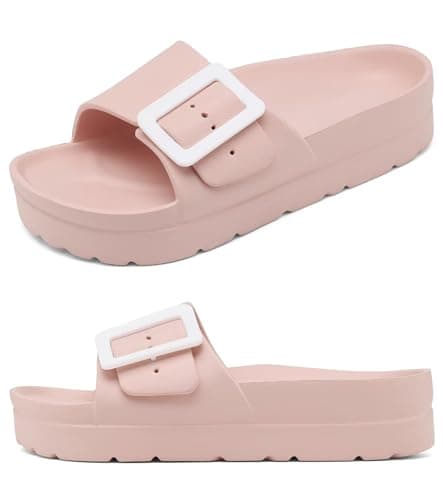 Haifago Women's Platform Sandals with Arch Support, Adjustable Big Buckle Summer Beach Slide Sandal Comfortable EVA - Image 1