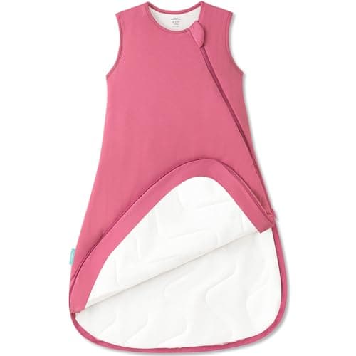 PurComfy Supersoft Sleep Sack 1.0 TOG, Premium Bamboo Viscose Baby Sleeping Bag, 2-Way Safe Zipper Sleep Sacks 3-6 Months (Berry) - Image 1