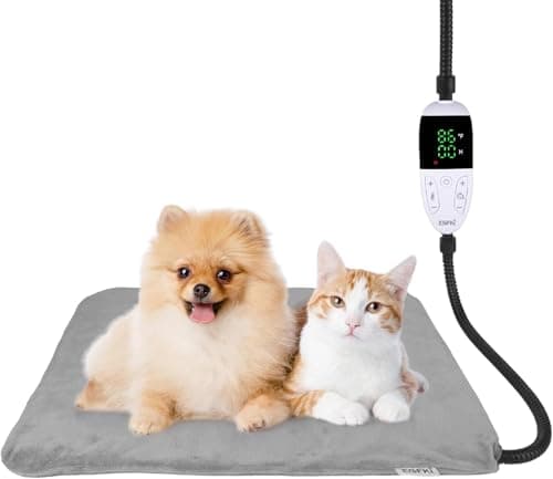 Ringco Pet Heating Pad for Cats & Small Dogs with 12 Adjustable Temperature, Waterproof & Chew Resistant Cat Heating Pad with Timer, Heated Cat Bed with Fleecy Cover (S: 20” x 16”) - Image 1