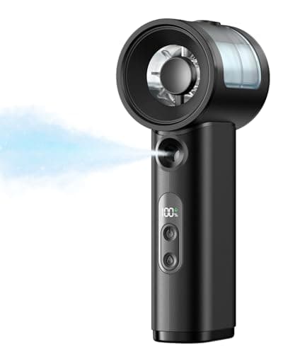 SWEETFULL Handheld Misting Fan Portable - 5000mAh Rechargeable Battery, Powerful Turbo Personal Mister Fans, 5 Speed, Mini Water Spray Mist Hand Fan for Travel, Outdoors, Beach Vacation (Black) - Image 1