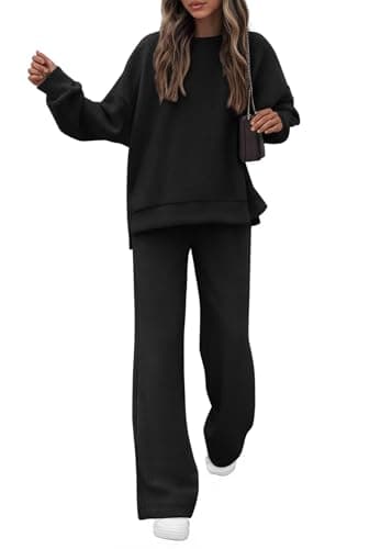 KIRUNDO Spring Fall Sweatsuits Women 2 Piece Outfit Lounge Sets 2026 Matching Airport Travel Sweatshirt Sweatpants Tracksuit(Black, X-Large) - Image 1