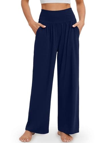 Gracyoga Wide Leg Yoga Pants for Women Casual Loose Cozy Sweatpants High Waisted Lounge Pajama Flowy Pants With Pockets - Image 1