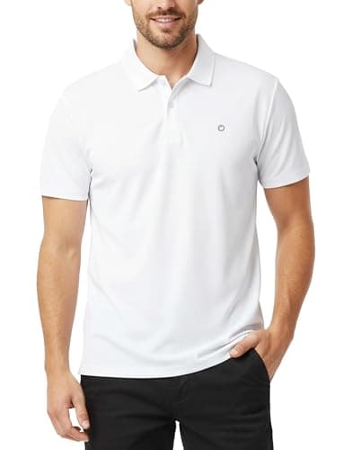 PATPAT Men's Golf Shirts Quick Dry Performance Polo Short Sleeve Collared Shirt for Casual Athletic Business White XL - Image 1