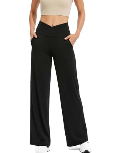 Naimula Crossover Wide Leg Pants Women Loose Yoga Loose Pants with Pockets Stretch Casual Lounge - Image 1