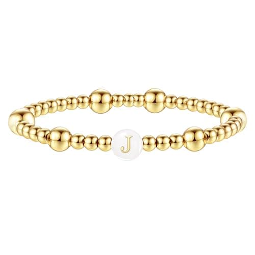 Sistble Bracelets for Teen, Initial Bracelet Mothers Day Gifts for Women Dainty Letter J Beaded Bracelets for Teens Enewton Bracelet for Women Birthday Gift E Newton Jewelry - Image 1