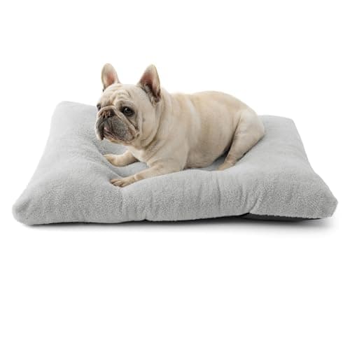 Bedsure Washable Dog Bed Medium Size Dog, Comfort Fluffy Plush Pillow Bed Crate Pad, Non-Slip and Machine Washable Kennel Pet Sleeping Mat, 29"x21", Gray - Image 1