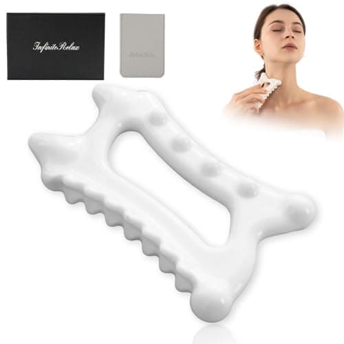 InfiniteRelax Ceramic Body Gua Sha Tools, Advanced Trigger Point Massage Tools, Korean 괄사 Gua Sha Facial Tools, Lymphatic Drainage Tools Gifts for Mother Women Men(Dual Row Style) - Image 1