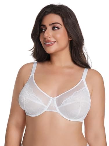 Vukoiswe Minimizer Bras for Women Full Coverage Unlined Underwire Bra Plus Size Bra for Heavy Breast White - Image 1