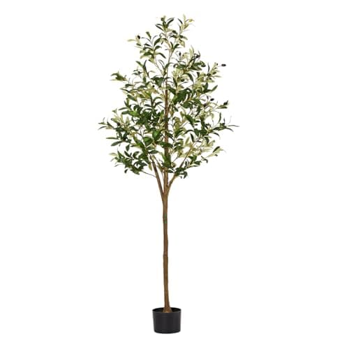 6ft Artificial Olive Trees Indoor, Faux Olive Tree 6 Feet Fake Plants with Realistic Leaves Olive Silk Tree Home Bedroom Housewarming Gifts - Image 1