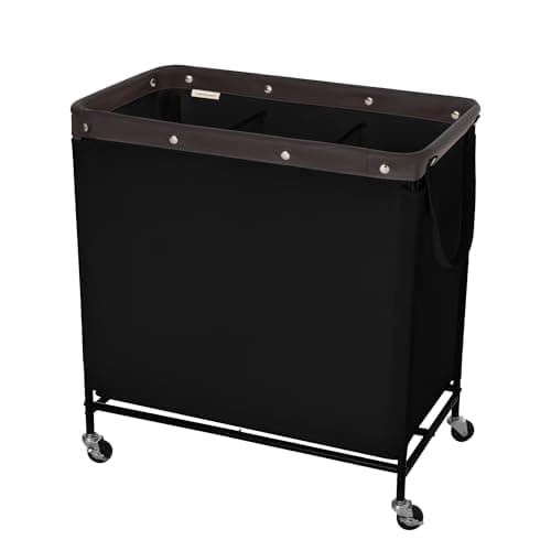 StorageWorks 3 Section Laundry Hamper, Rolling Laundry Cart with Wheels and Handles, Laundry Room Double Sorter for Organizer and Storage, 31.7 Gal(120L), Black - Image 1