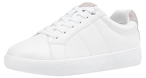 Vepose Women's White Casual Walking Sneakers, Fashion Tennis Low Top Slip On 8013 Shoes, Size 8M US(CJY8013 White Beige 08) - Image 1
