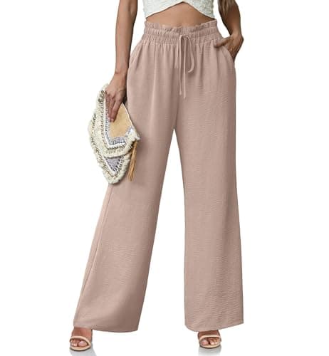 Lepunuo Womens Casual Flowy High Waisted Palazzo Pants Boho Lounge Vacation Travel Outfits - Image 1