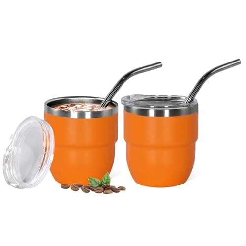 CHLJAR 4oz Stackable Cup, Vacuum Insulated Espresso Cup Set of 2, Espresso Shot Glass for Coffee, Double Wall Stainless Steel Mini Tumbler Shot Glasses with Straw and Lid - Image 1