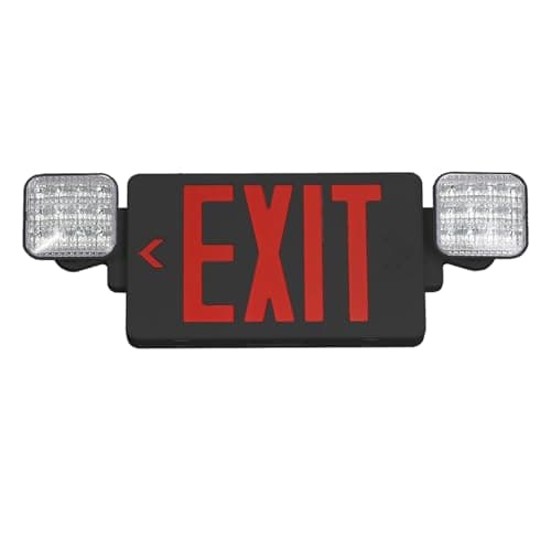 CM MZY Black Housing Exit Sign with Emergency Light, Red Exit Signs with Battery Backup,Combo for Business,Two Adjustable Square Head,US Standards,UL Certified,120V/277V AC,1 Pack - Image 1