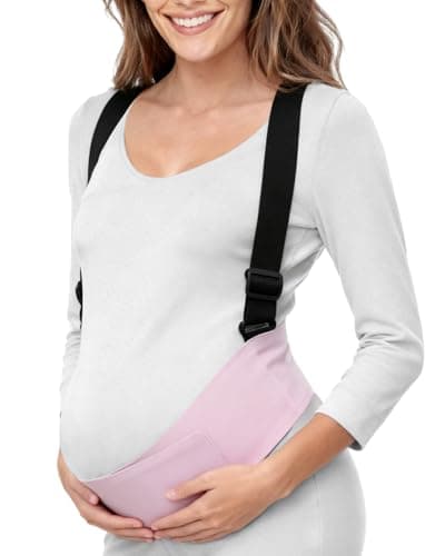 Momfree Maternity Belly Band, Highly Resilient Pregnancy Belly Support Band, Lightweight and Comfortable Abdominal Binder for Pregnant Women(Pink-Small) - Image 1