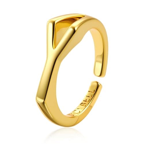 Cicy Bell Womens 18k Gold Plated Initial Statement Rings Bold Letter Personalized Initial Stacking Rings - Image 1