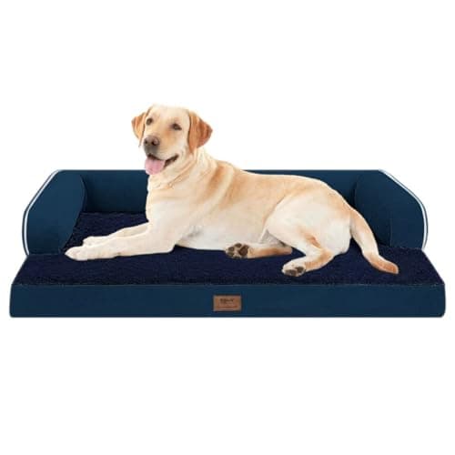 Large Dog Bed Orthopedic Washable - Waterproof with Removable Cover - Memory Foam - Beds Bolster Pet - Couch Sofa - XXL Large Big Dogs - Navy Blue Dog Bed - Image 1